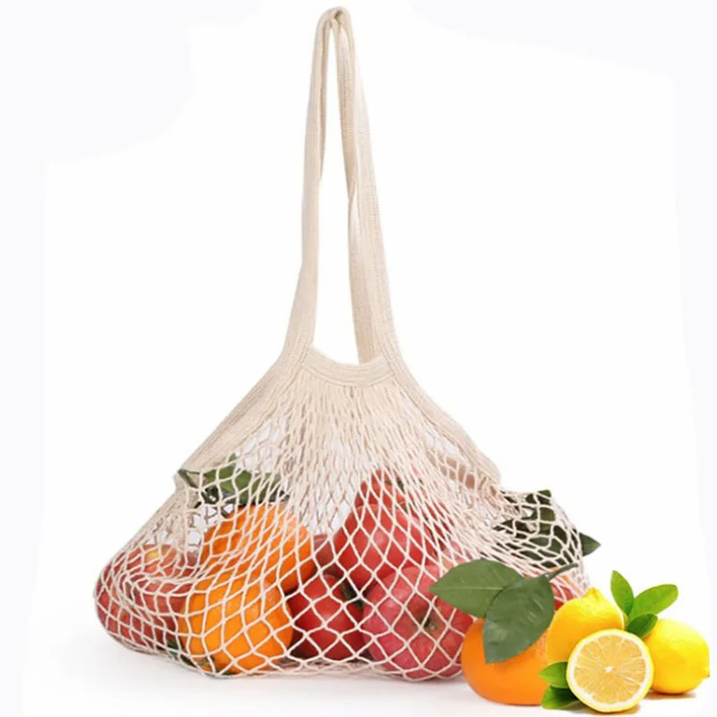 Reusable Organic Cotton Mesh Tote Bag Shopping Cotton Mesh Produce Bags Fruit Vegetable Mesh Bag With Custom Logo