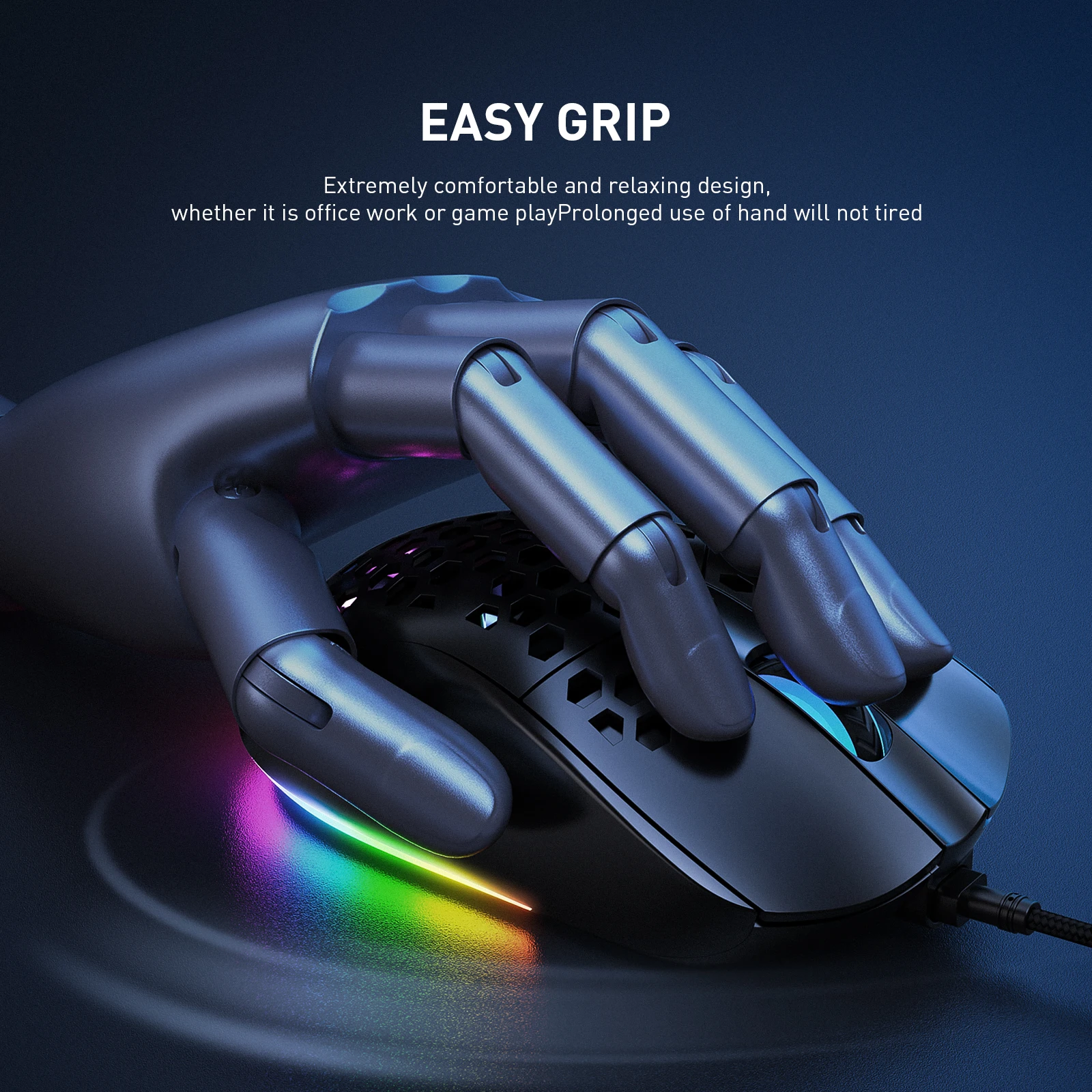 Wholesale manufacturer 100ips black USB2.0 HP honeycomb RGB razer wired gaming mouse