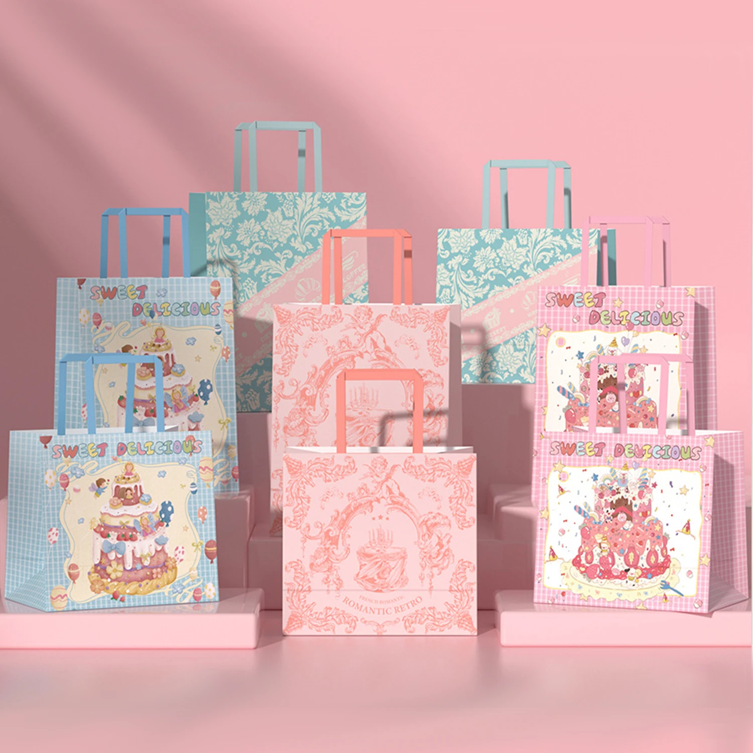 Made in China Custom Wholesale Cute Cartoon Senior Children Gift Bag Kraft Paper Tote Packaging Bags