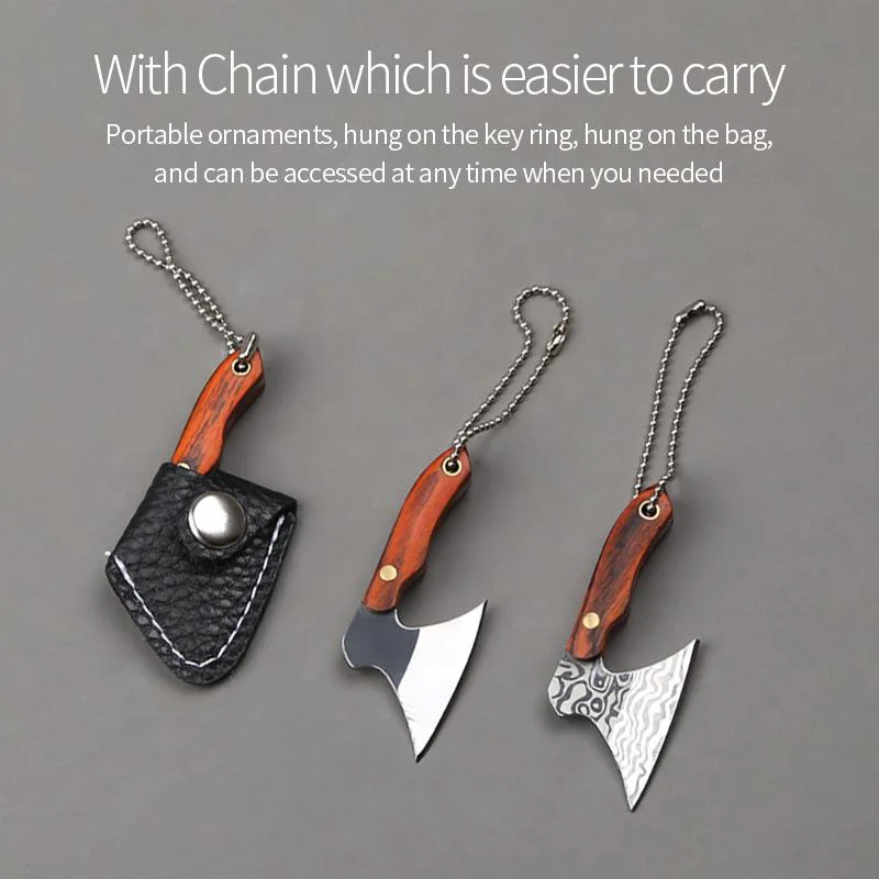 Necklace Pendant Custom Knives 3CR13 Stainless Steel Colored Wood+Copper Nail Handle Keychain Key Custom Pocket Mini Knife