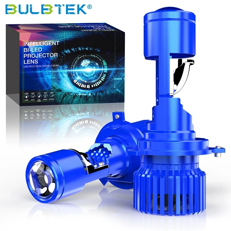BULBTEK AM08 Retrofit Projector Light H4 Mini BiLED Projector Lens 150W LED Projector Headlights Dual Beam H4 LED Headlight Bulb