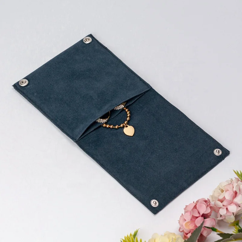 Wholesale Two Sided Suede Jewelry Pouch Velvet Necklace Bracelet Jewelry Bag with Custom Logo