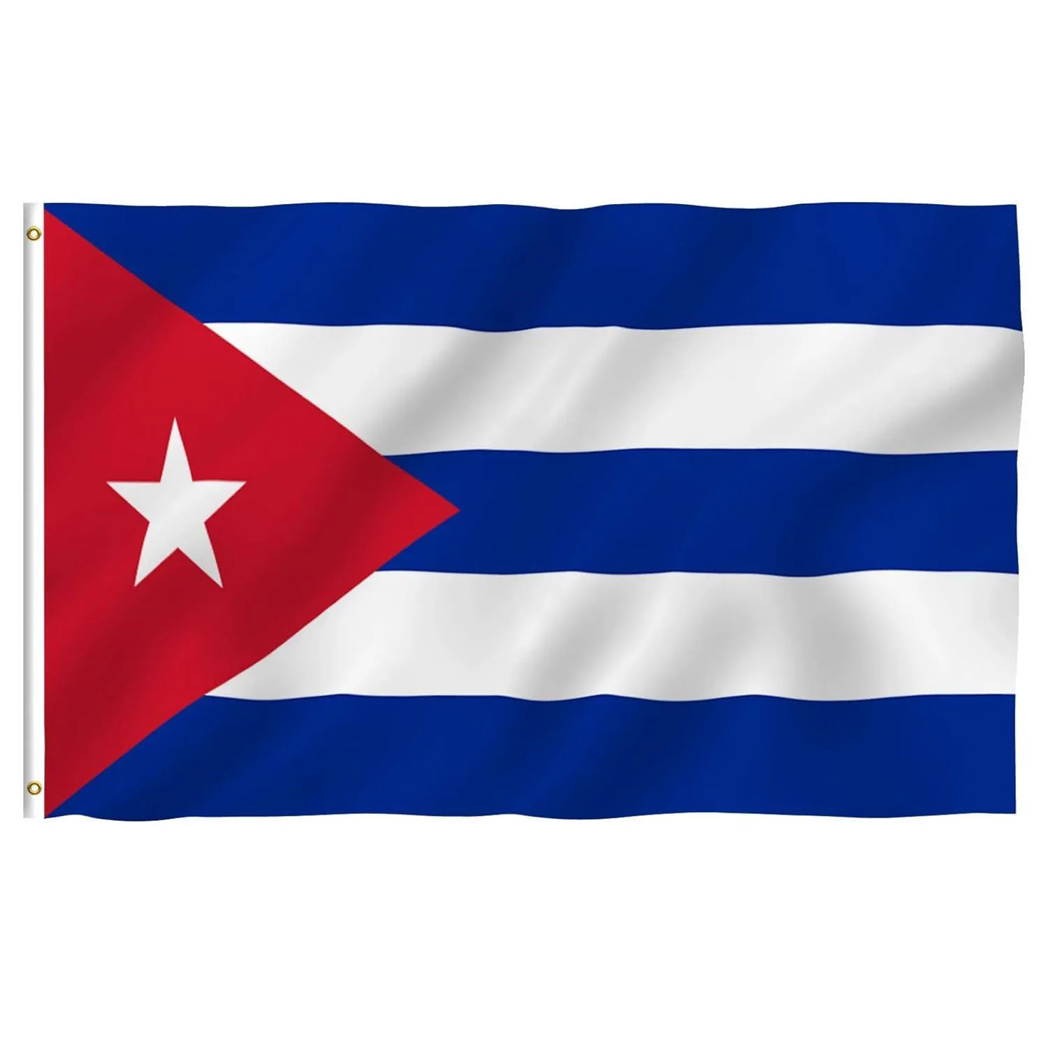 Quick shipping of promotional products with 3 * 5ft polyester bright color double stitching Cuba Flag