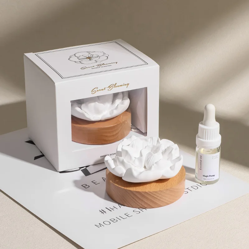 Wholesale Wood Based Ceramic Flower Essential Oil Fragrance Diffuser Home Office Decorative Plaster Air Freshener