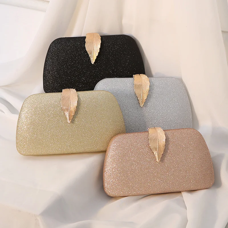 New Creative Gold Leaf Box Banquet Dress Wedding Women Handheld Evening Bag Luxury Party