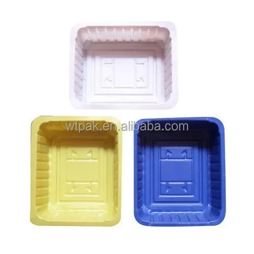 Food grade stackable Plastic Beef  meat Tray top seal tray black plastic box