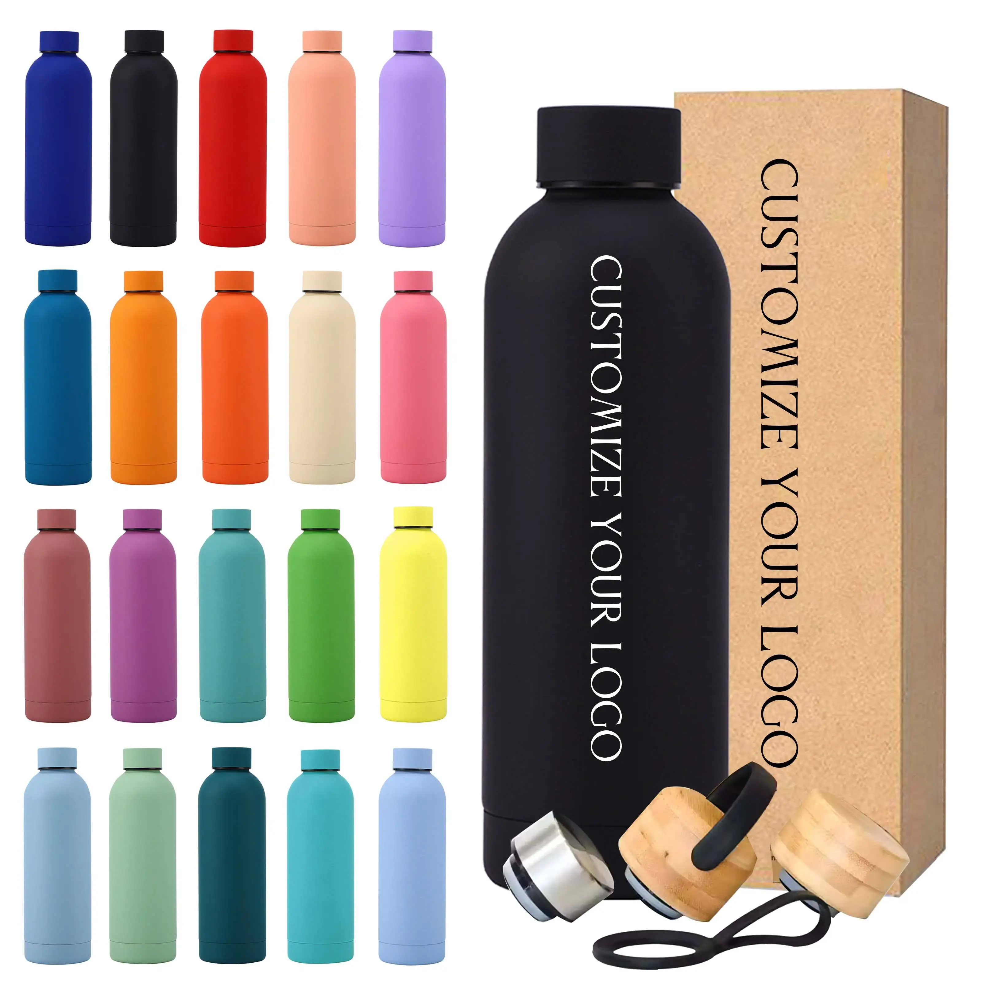 Customized BPA Free Stainless Steel Double Wall Vacuum Flask Bottle Narrow Mouth 500ML Sports Water Bottle with Leak-proof Lid