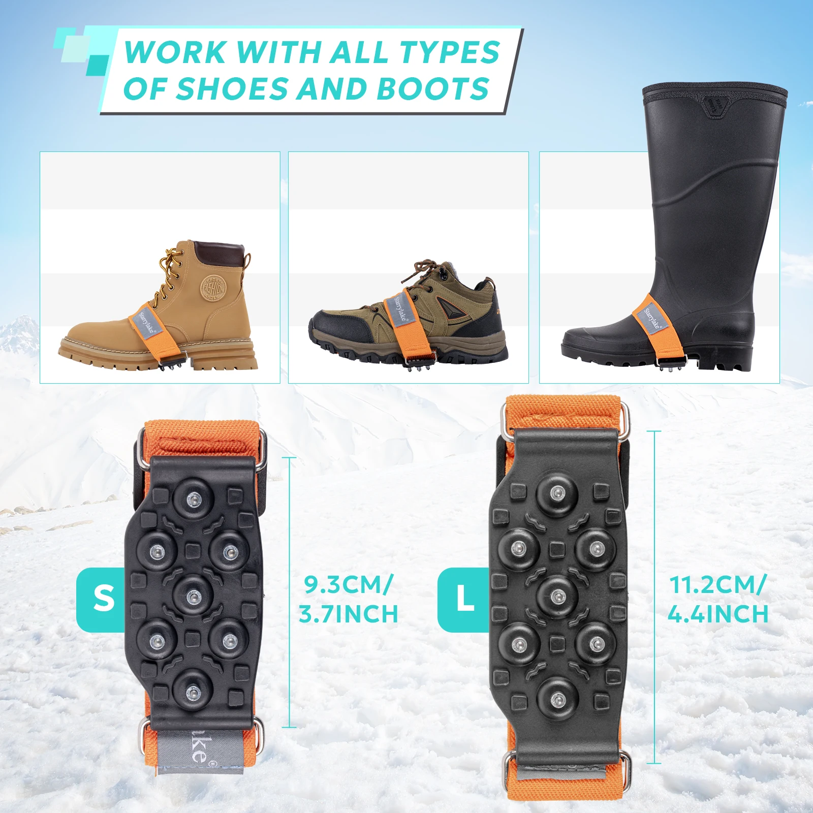 Ice Cleats for Shoes and Boots Anti-slip Shoe Covers suitable for walking on ice and snow Ice Fishing shoes