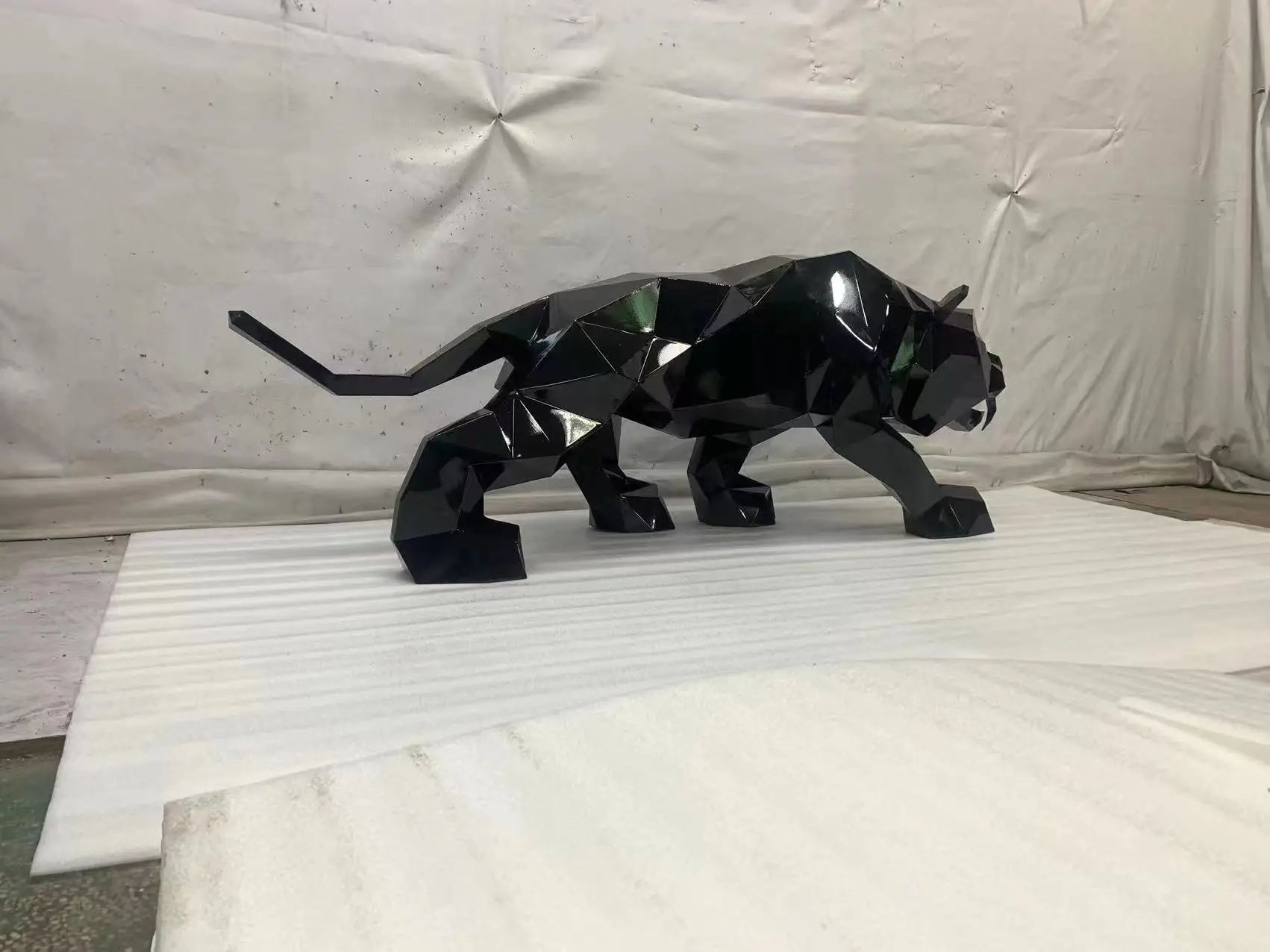 Hand made sculpture Stainless steel  Life size tiger Statue  Outdoor decor  abstract Animal Statue
