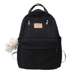 Multi Function Double Zipper Women Backpack Teenager Girls Laptop Backpack Student Shoulder Bag Korean Style Schoolbag