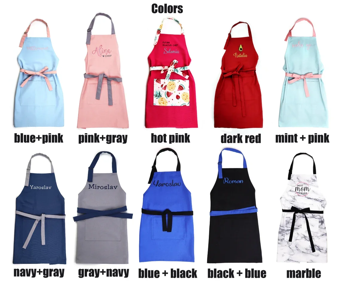 With Embroidery Logo Twilled Combed Cotton Customized Polyester Cotton Fabric Apron With Logo Custom For Women Lady