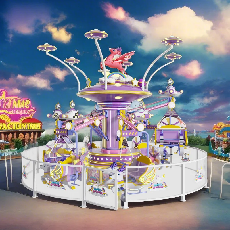 Commercial Outdoor Amusement Park Equipment Large Rotating Flying Chair Magic Bike Kids Fiberglass Metal Steel Shopping Malls
