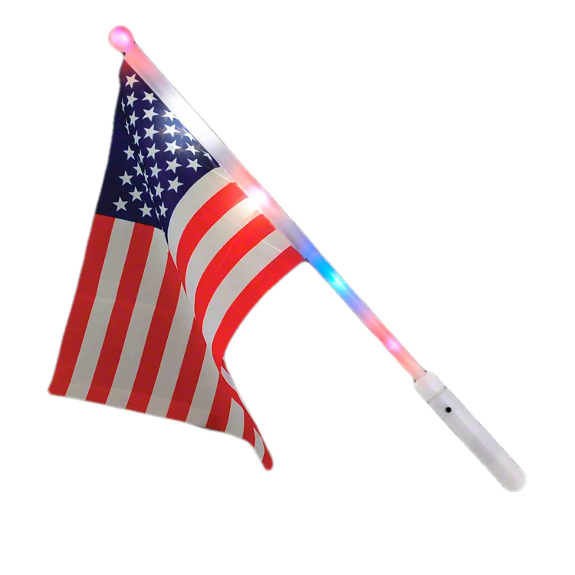 Trending Products American Flag 5 Lights 3 Colors Luminous Pole Hand Signal Flag Independence Day Custom National Led Flag