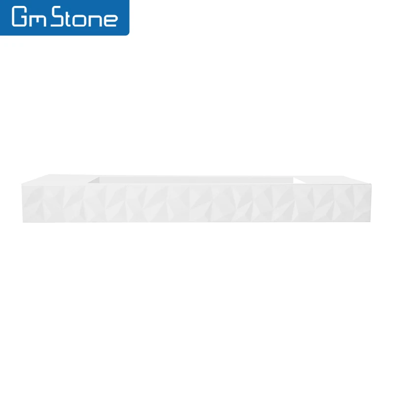 Modern Elegant Rectangular Diamond edge Artificial Stone Solid Surface Sink New Sanitary Hand Wash Wall-Hung Resin Material