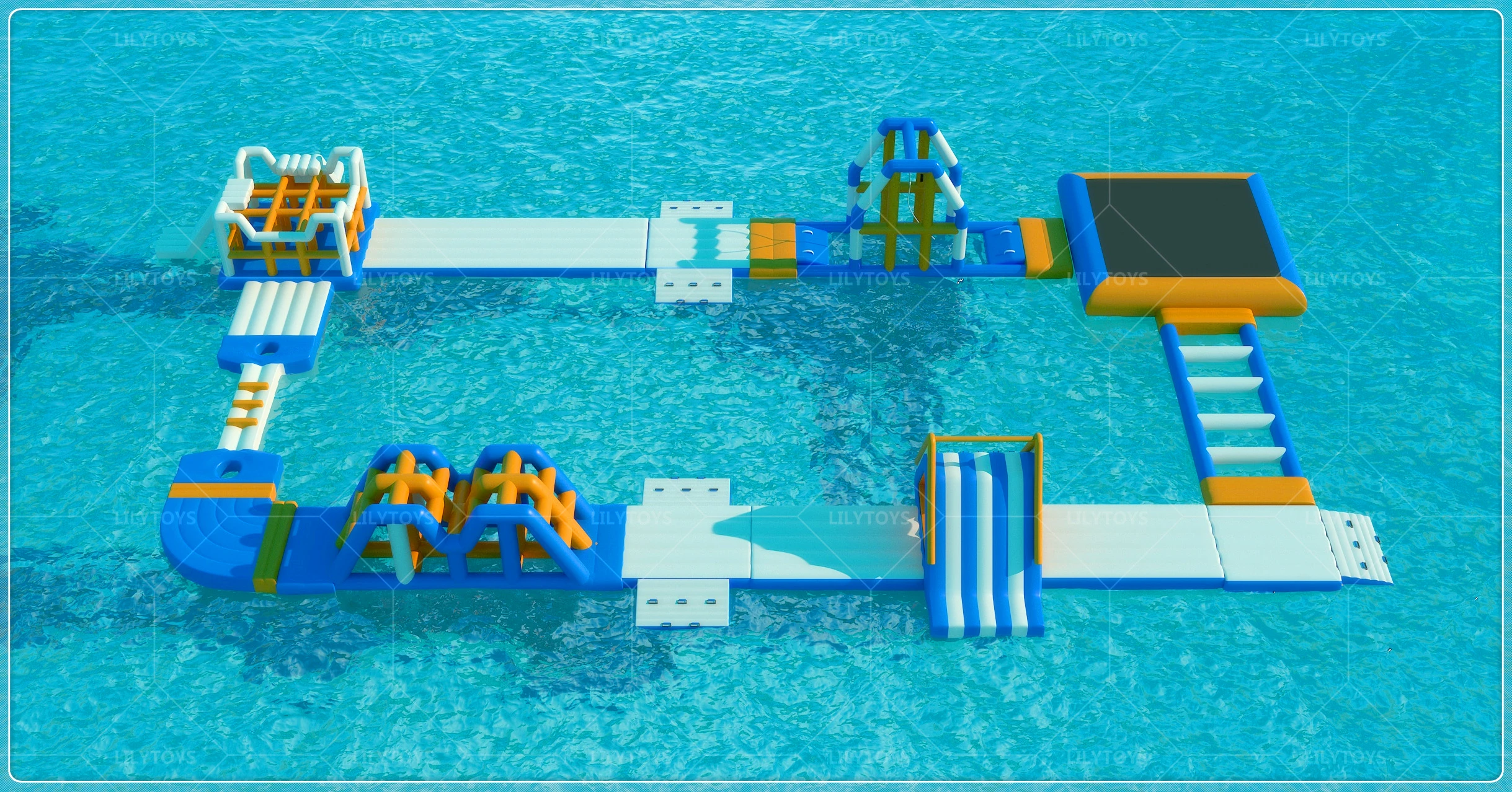 High-Quality Inflatable Water Sports Park with Floating Obstacle Course Water Polo and Basketball Games