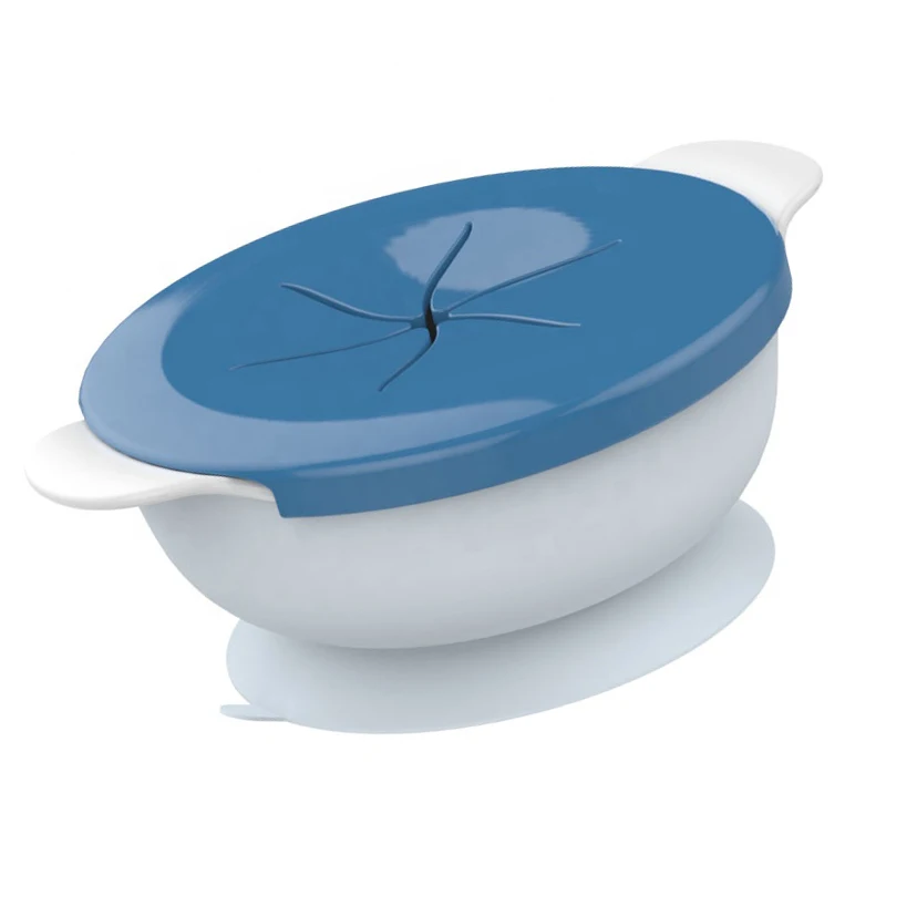 Wholesale New Style Non-toxic BPA Free Food Grade Plastic Bowl Set with Silicone Cover and Suction For Kids Children