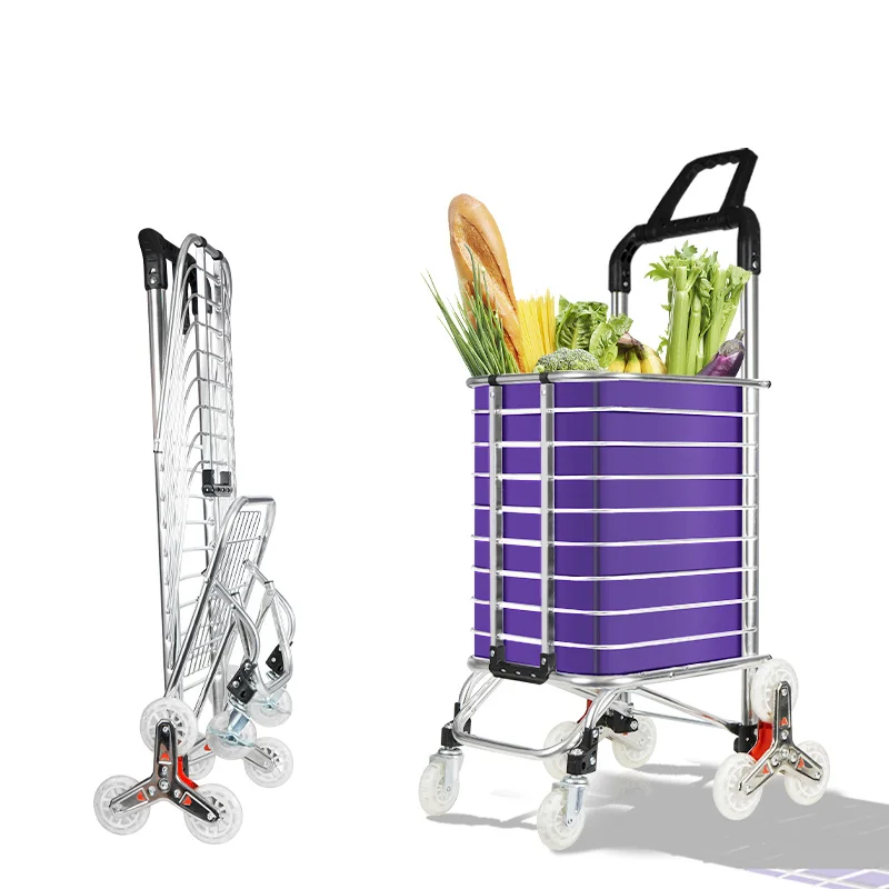 AMZ Supplier 8 wheels Aluminum Shopping Carts Heavy Duty Foldable Shopping Carts for Groceries Collapsible Rolling Cart