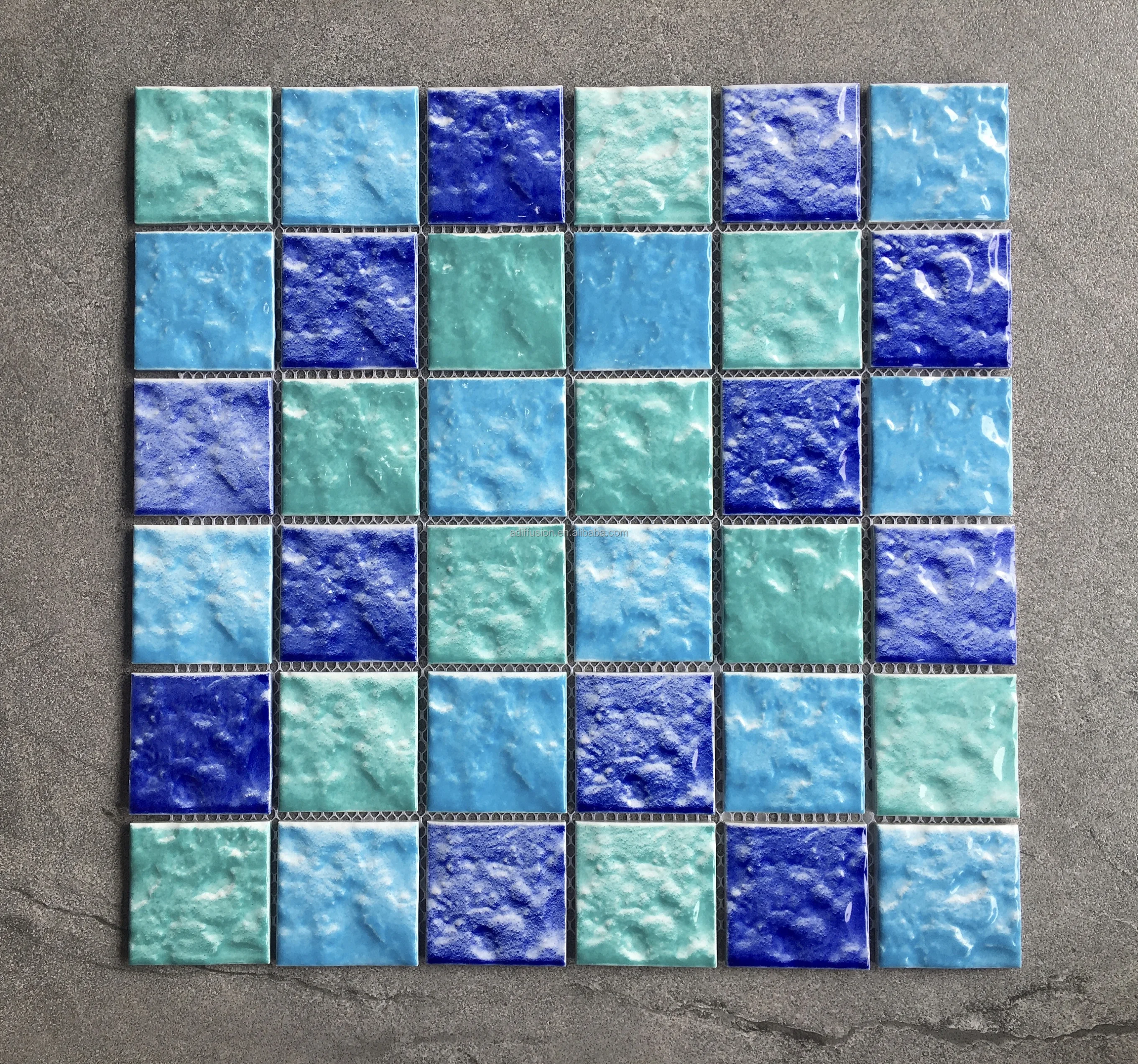 Hot Selling 48*48mm Crystal Glass Green Color Glazed  Mosaic Showroom