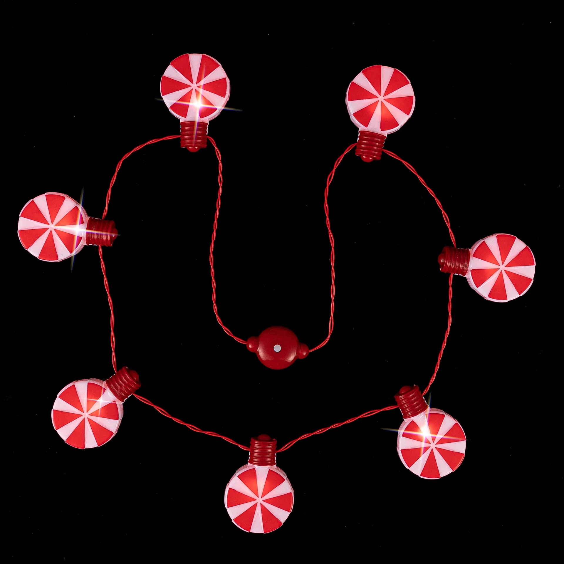 Hot Selling Christmas Party Plastic Light Up Necklace 7 Led Lights Flashing Candy Necklace