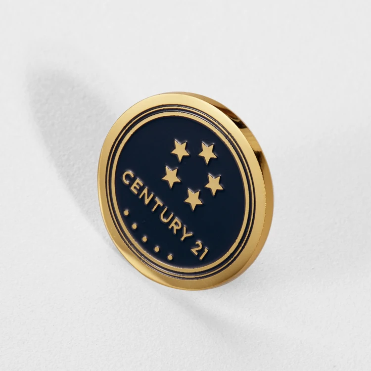 
Customized high-end gas gold-plated metal exquisite maker fashion handsome round nurse aviation name tag button pin badge 