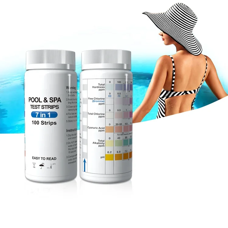7 in 1 water testing strips for checking swimming pool hot tub home use