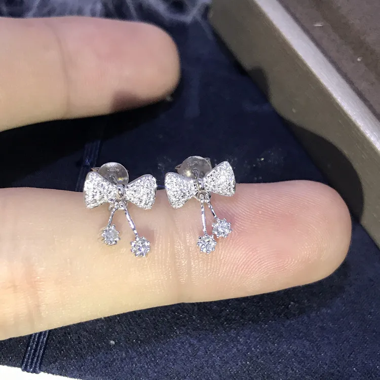 Dropshipping Genuine Stud Earring for Women Pure S925 Needle Diamond Style Jewelry Bizuteria Wedding Gemstone