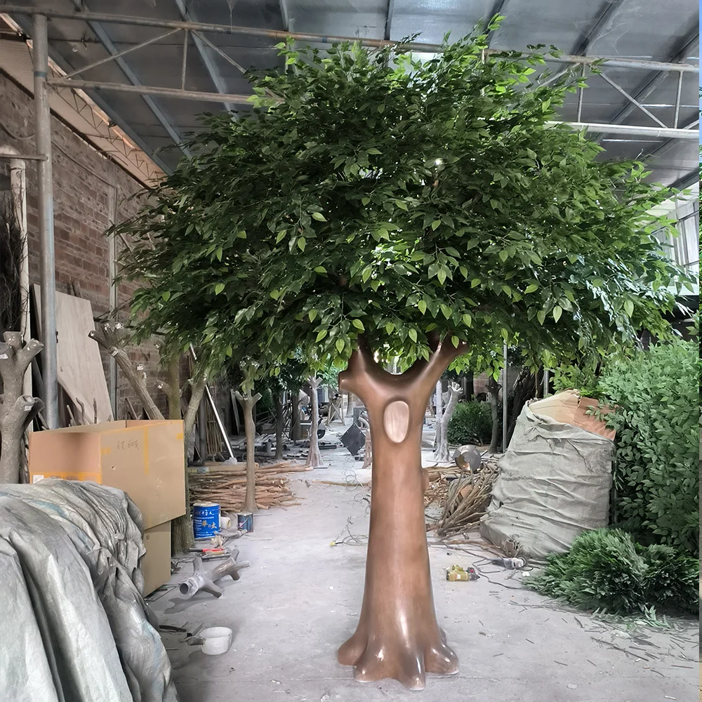 Customized Artificial Trees Artificial Banyan Tree Evergreen Big Fiberglass Artificial Ficus Trees For Outdoor Decoration