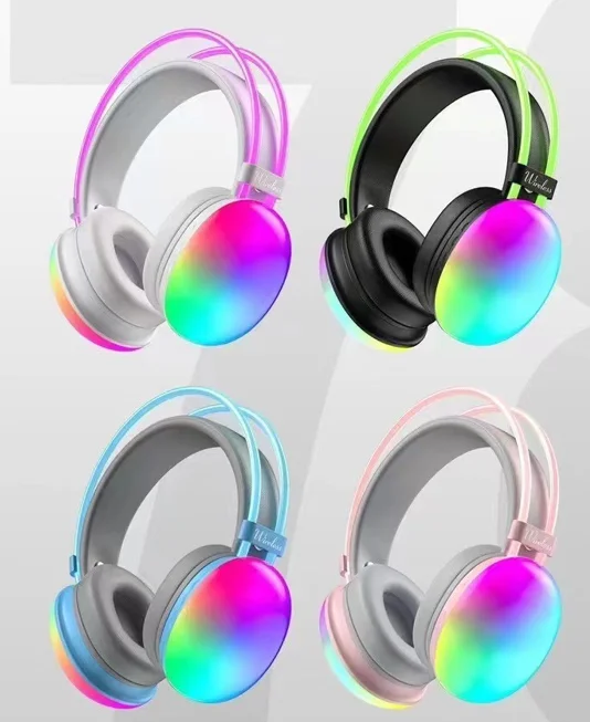2025 NEW OEM RGB Lighting Over-Ear Headphones V5.4 Wireless Gaming Stereo Hifi Headsets RGB Headphones for Sports