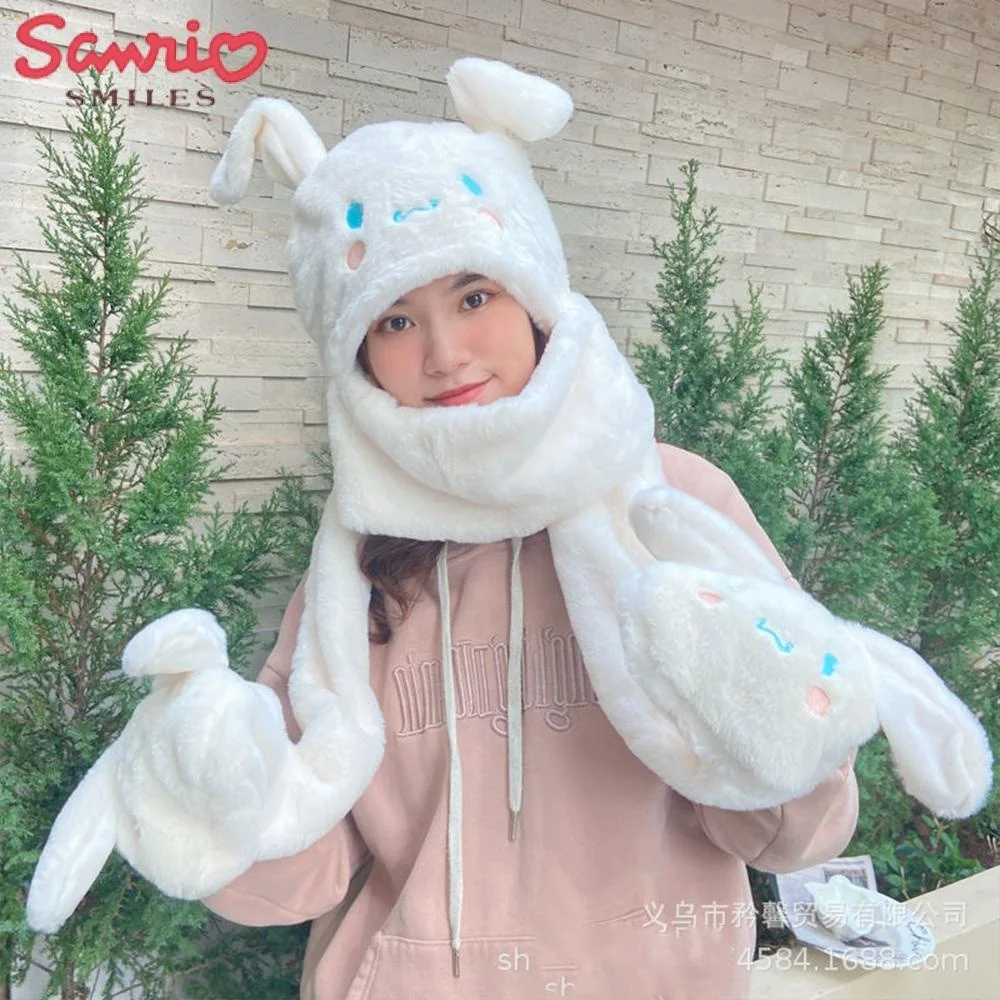 Sanrio Kuromi плюшевая шапка шарф и перчатки комплект утепленные милые теплые зимние каваи Cinnamoroll для подруг аниме