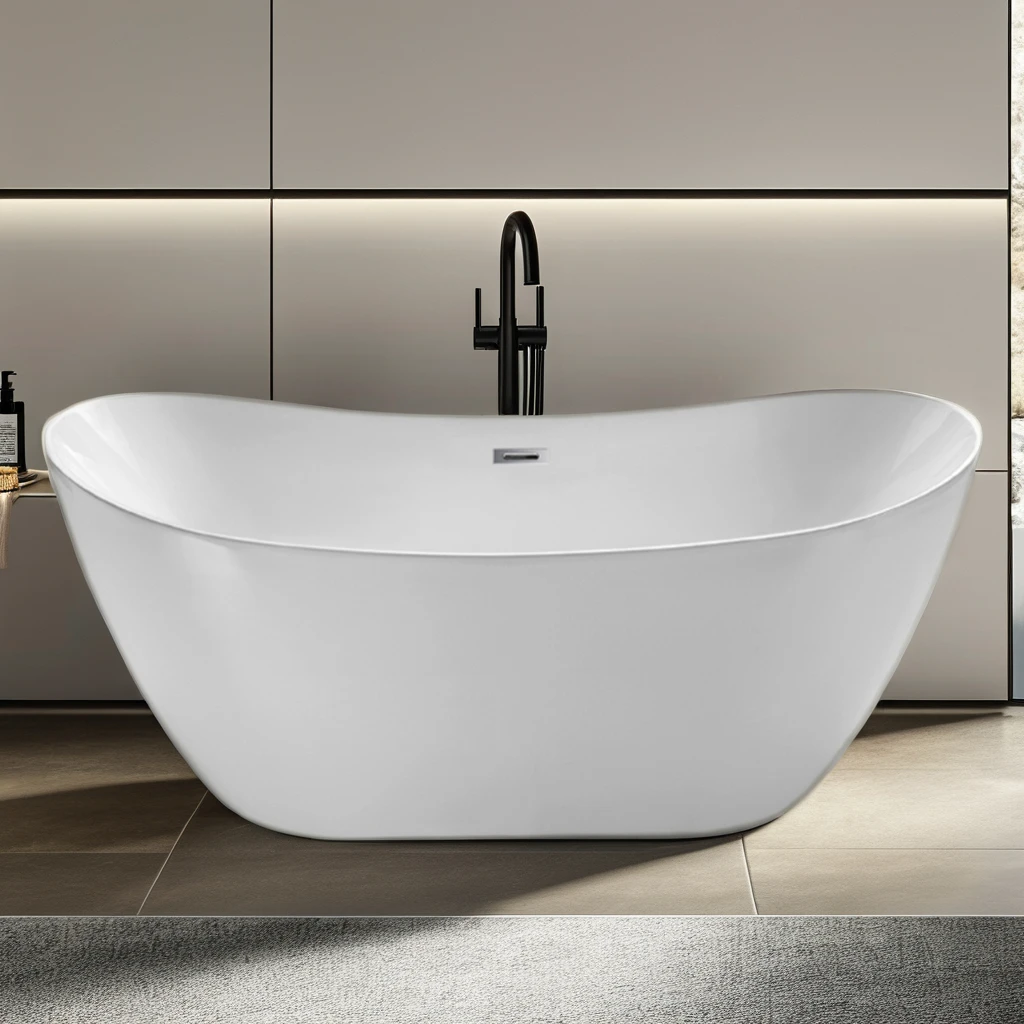 Free-standing Soaking White Bath tub Modern Free Standing Stand Alone Design Oval acryl Bathtub Bathroom Bath Tub