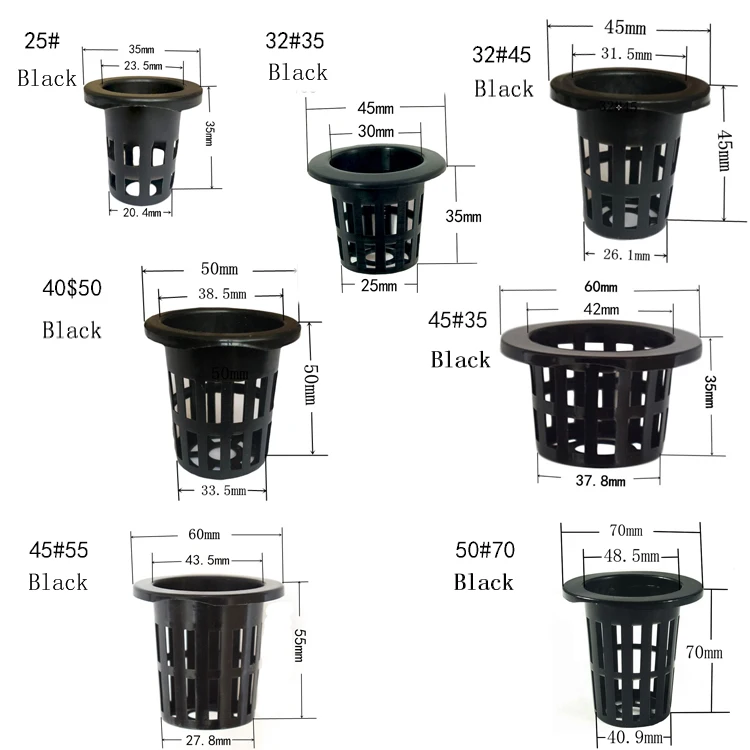 Wholesale High Quality NFT Hydroponic Plastic Net Cup Growing Lettuce Vegetable 2 inch 3 inch 4 inch Net Pot
