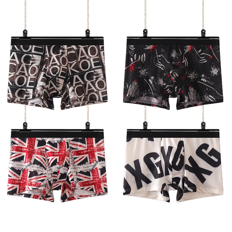 Прямая поставка, низкие цены, дизайнерские трусы-боксеры из полиэстера с принтом, Крутое и удобное Мужское нижнее белье, боксеры