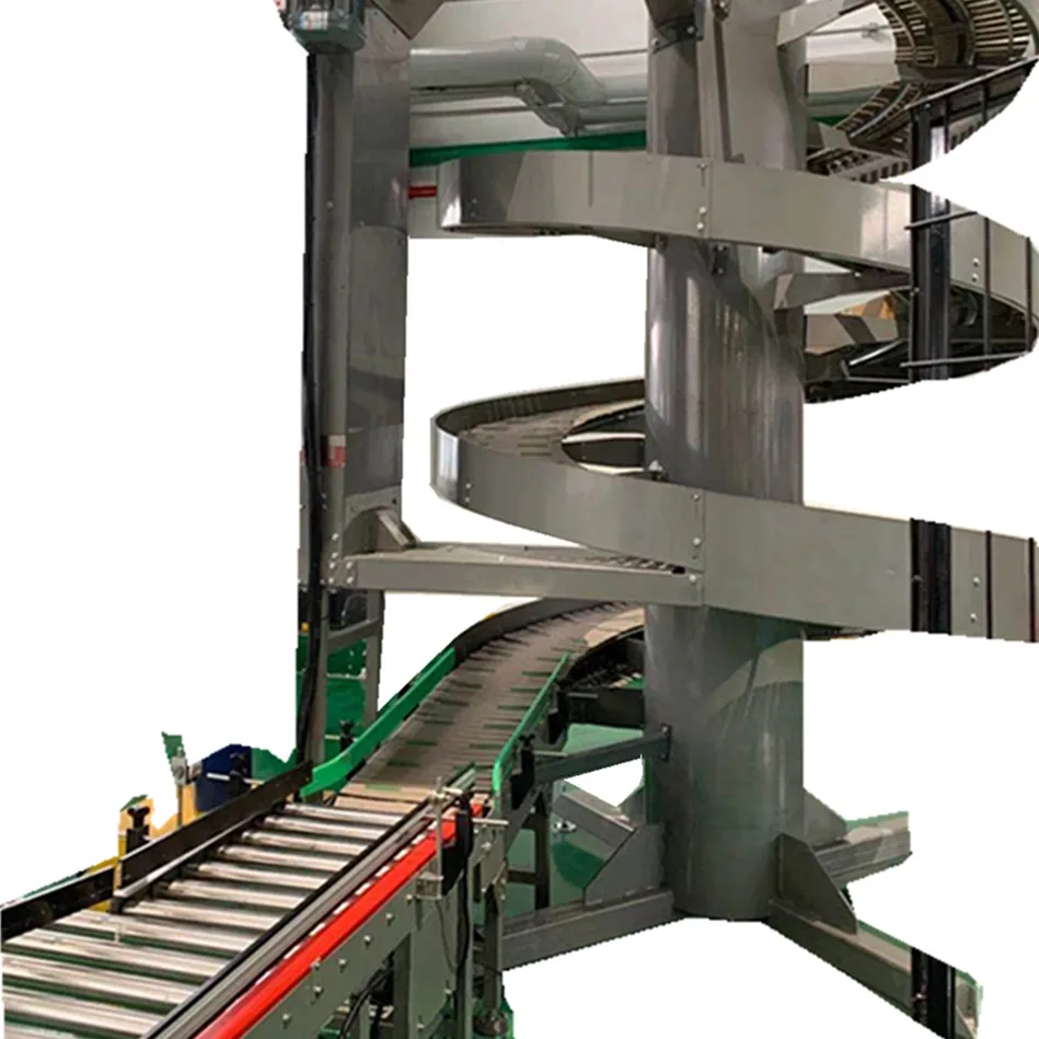 vertical screw elevator with linear drive system for carton movement between different floors