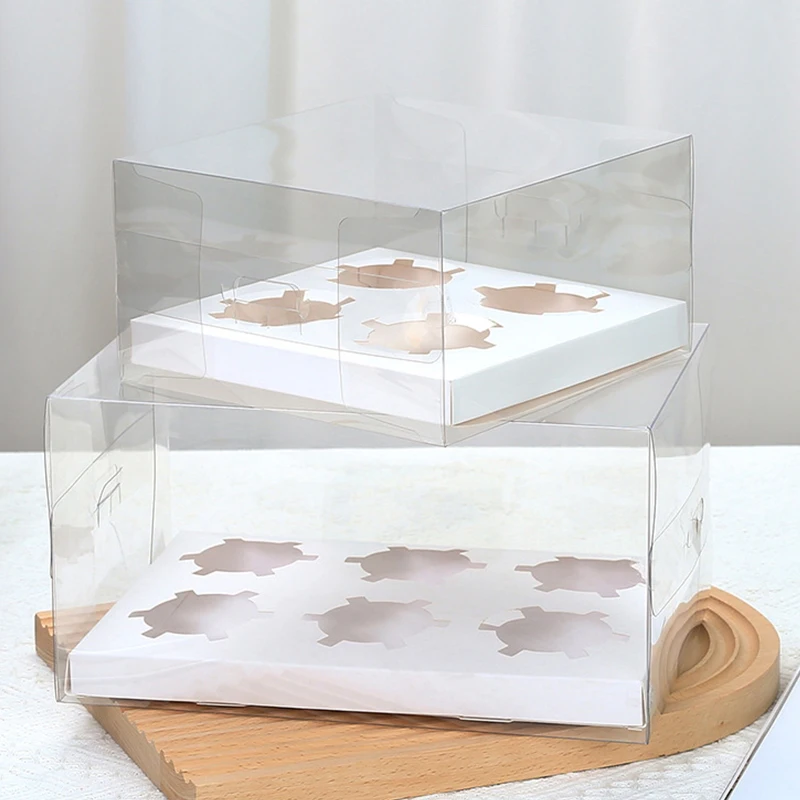 Hot Sale Heightened 12 Holes Clear Plastic Cup Cake Box Packaging With Dip Cup Insert For Bakery Shop