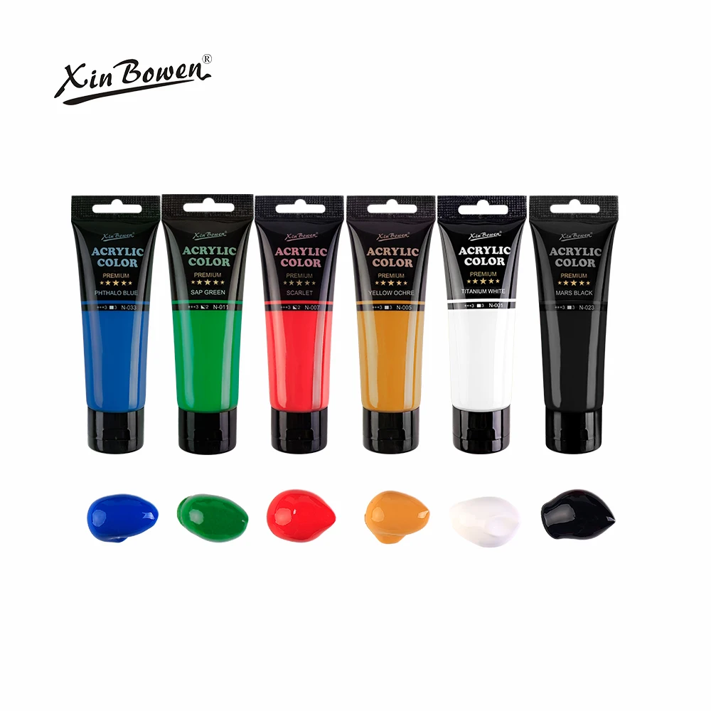 Xin Bowen Acrylic Colors 75ml New Style Acrylic Paint Set 6 Colors Pigment Non-toxic Support customization Acrylic Paint Set