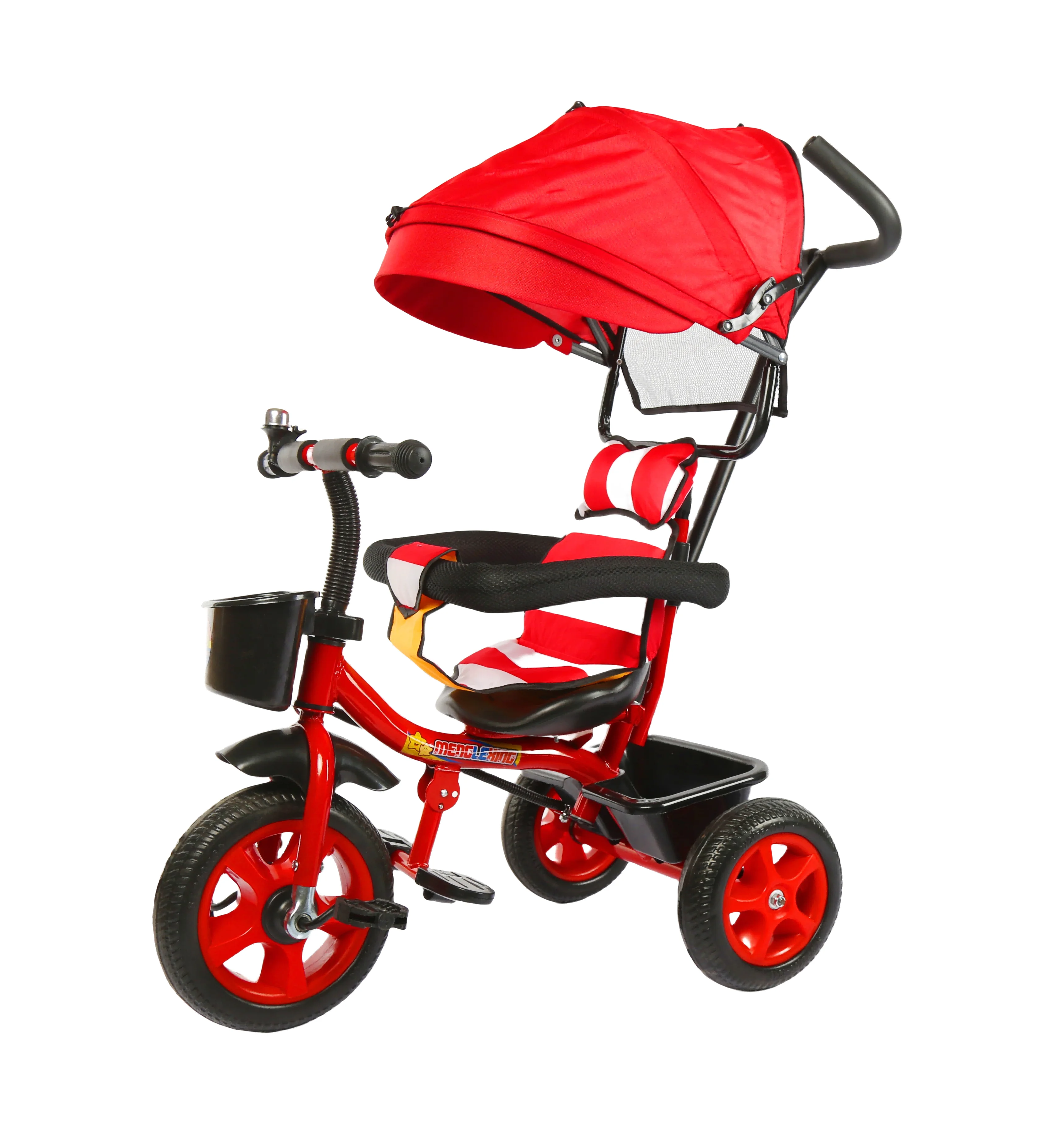High Quality Unisex Four In One Kids Plastic Tricycle 3-Wheeled Ride-On Car Toy With One Click Installation