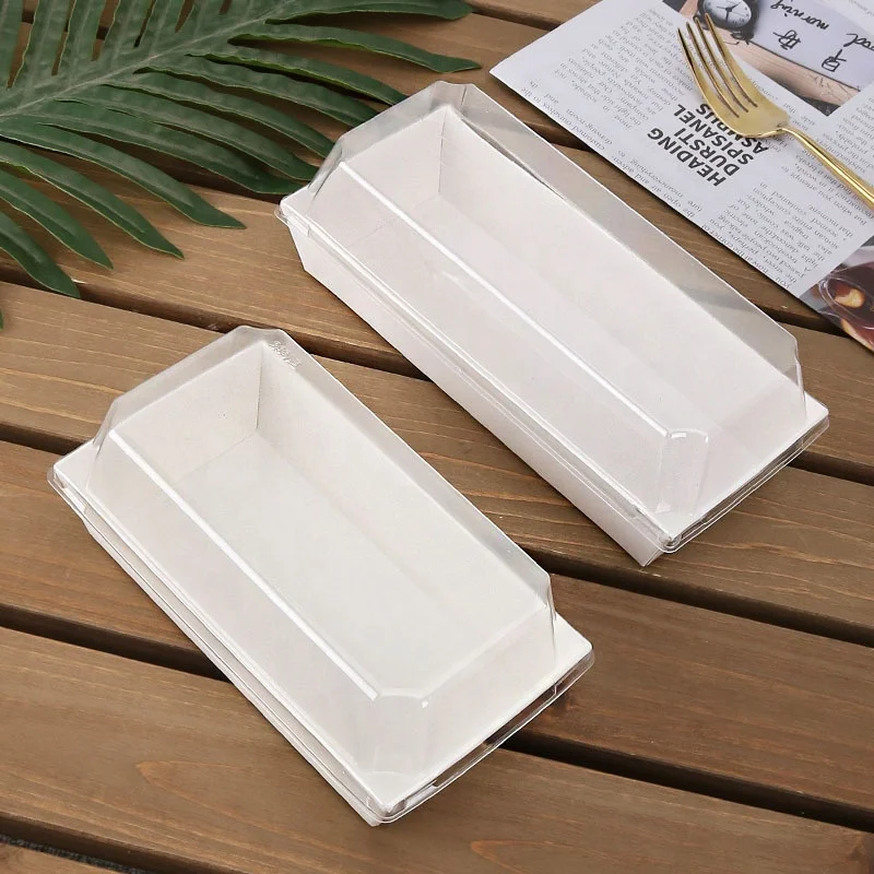 Hot Sale Takeout Food Boxes White Cardboard Takeaway Food Package Paper Box With PET Transparent Lid