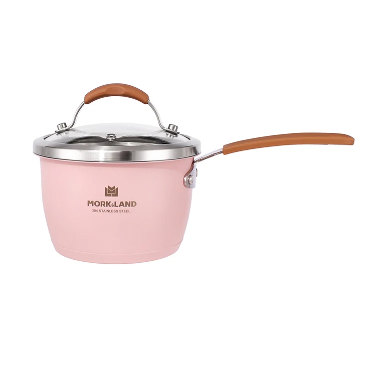 Сковорода для соуса из нержавеющей стали с цветным принтом и крышкой, 16 см