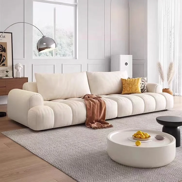 Home furniture fabric white cube boucle sofa sectional living room sets 3 seater combination modular sofas