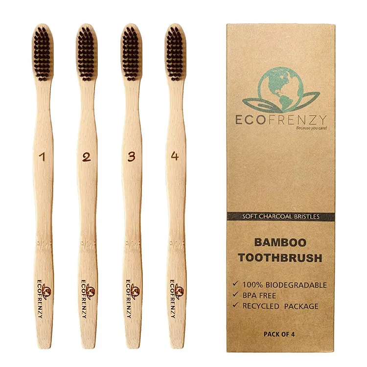 New Design High Quality Free Sample ECO Friendly 100% Biodegradable Natural Organic Bamboo Tooth Brush Toothbrush For Hotel