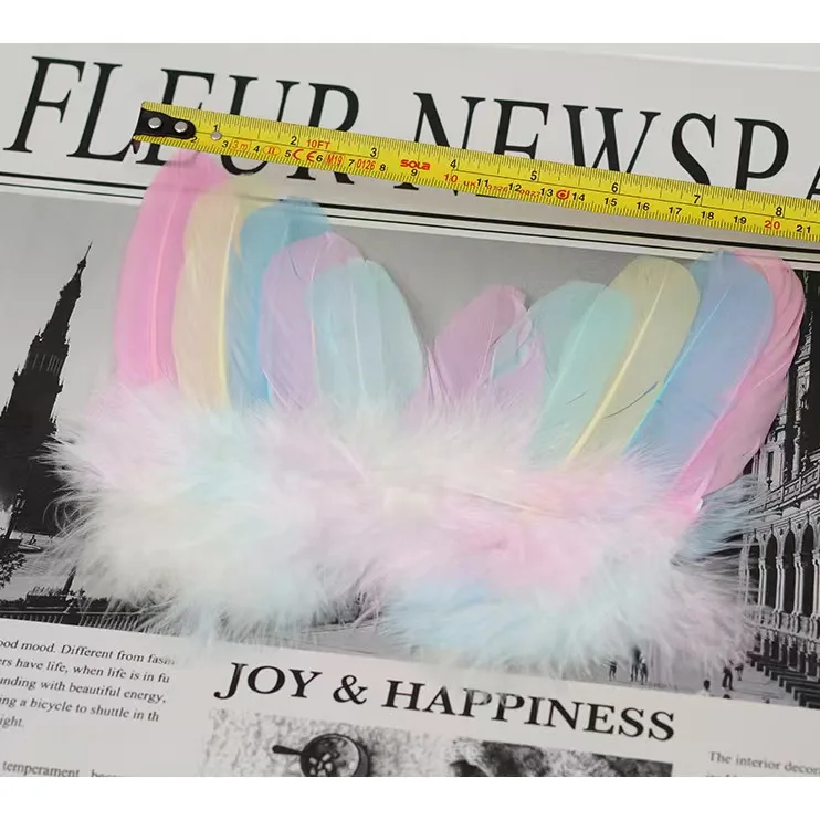 Children Kids Girl Halloween Cosplay Costume Colorful Feather Angel Wings Magic Stick Dress Up Dyed Patterned Children Gifts