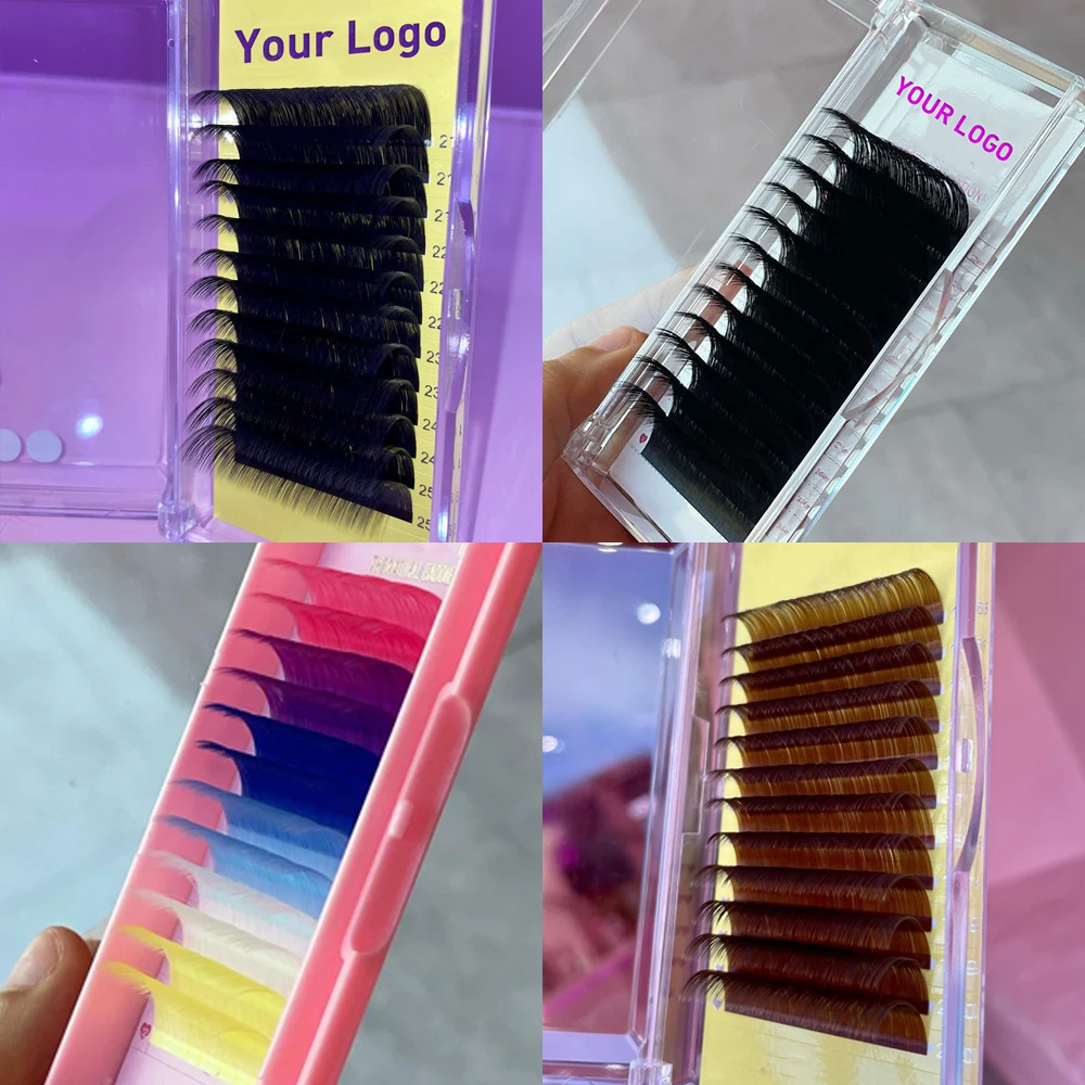 private label easy fan square real mink silk individual human hair volume eyelash  lash eyelash extensions korea easy fanning