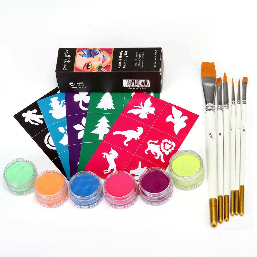 Wholesale 6 Colors Face Body Painting Stencil Supplies Body Art Face Painting For Kids