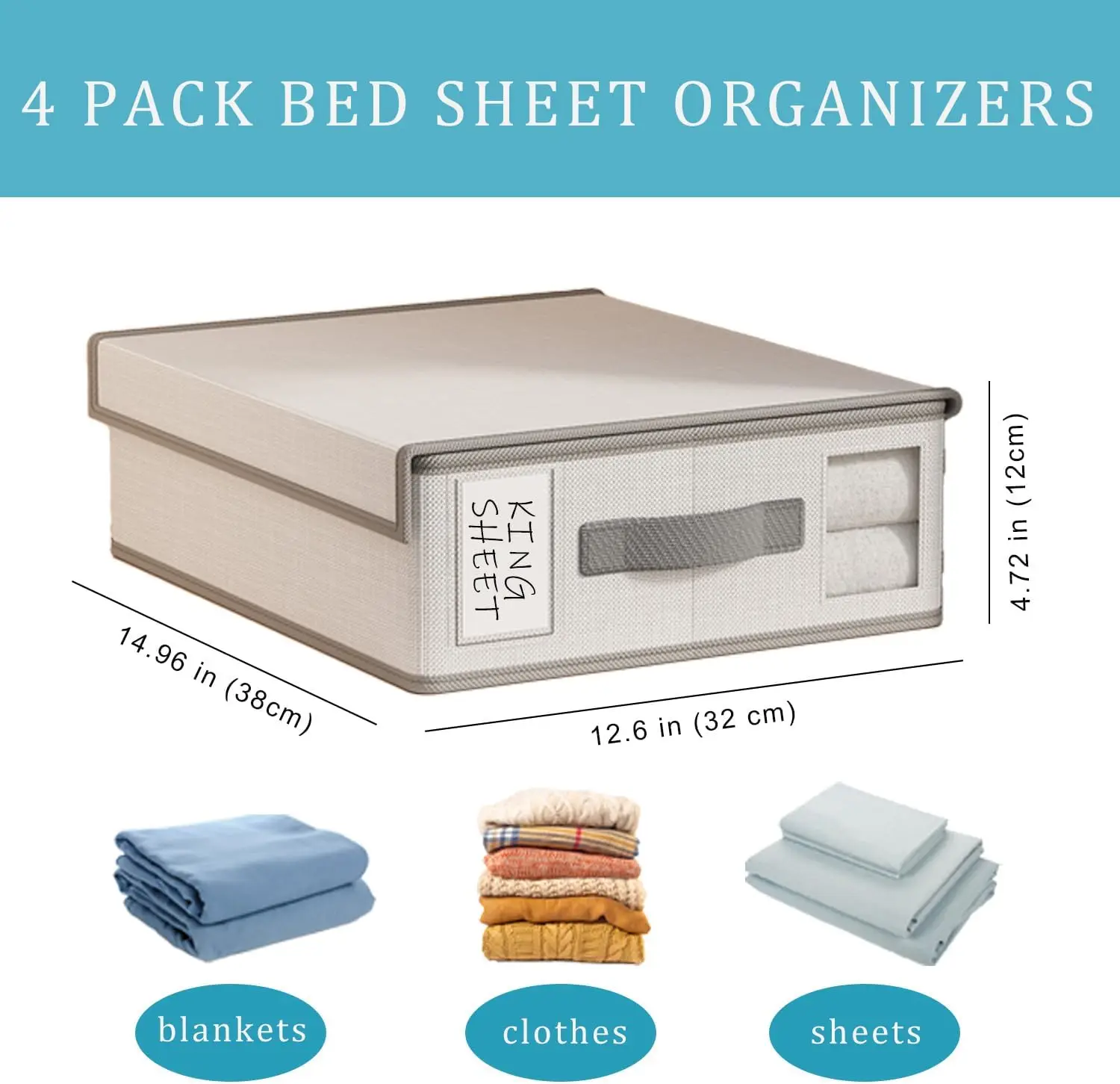 2024 Temu New Design Blanket Bedsheet Quilt Comforter Foldable Non-Woven Fabric Sheet Storage Box For Home Organizer With Labels