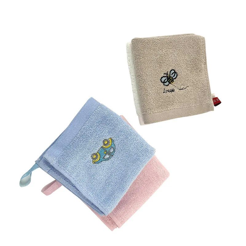 Soft Kids Logo Luxuriant Terry Washcloths Custom Embroidered logo Small 100% Cotton Hand Face Towel