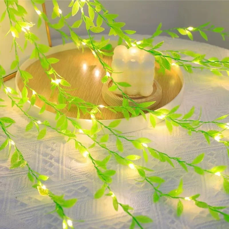 Home Room Decorations Small Vine Leaves Led Strip String Light with Remote Control 3x1m Twinkle 100 Led Window Curtain Lights