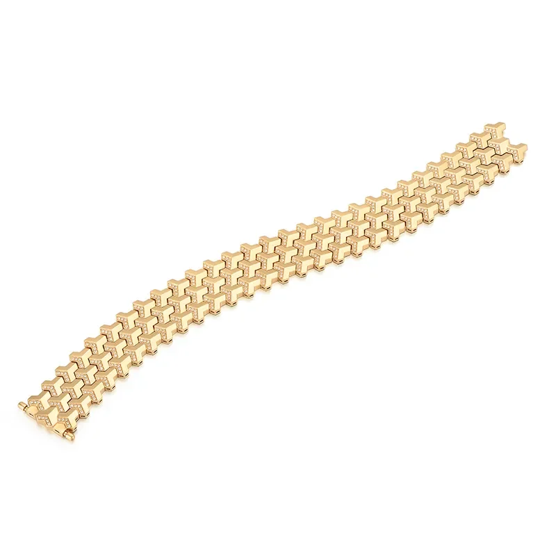 H&F 2024 New Design Diamond Bracelet 18K 14K 10K Pure Gold Custom Bracelet AU750 Lab Diamond Moissanite Gold Bracelet Men