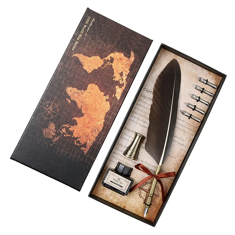 Gift Set Quill Feather Calligraphy Fountain Pen Beautiful Personalized Luxury Other Metals