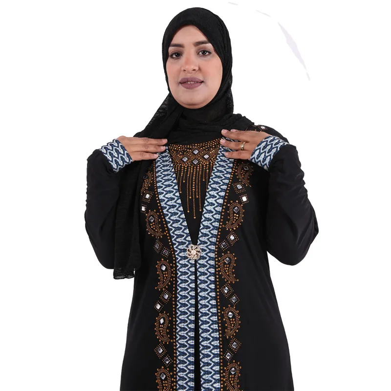 wholesale Crystal Beaded muslim long dress women Kaftan Dress dubai long sleeves abaya islamic Prayer Clothing YM001