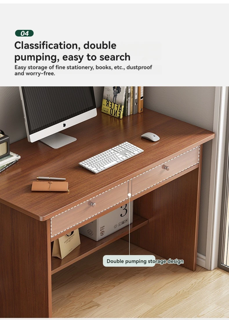 2024 YOUTAI narrow corner simple small home desk two styles computer MDF studying desk with drawer and shelf